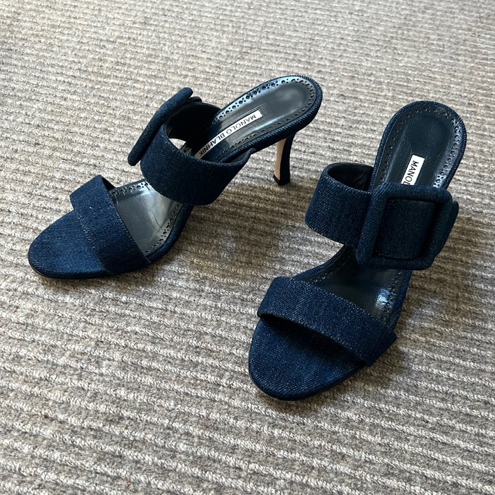 Manolo Blahnik denim heels